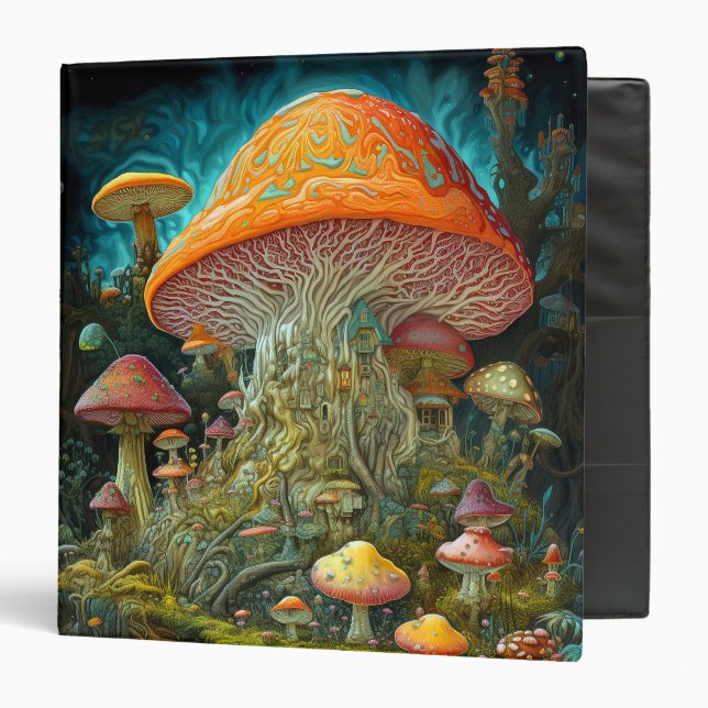 Mushroom Landscape Surreal Fantasy Art 3 Ring Binder (Front/Inside)