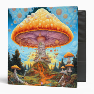 Mushroom Landscape Surreal Fantasy Art 3 Ring Binder