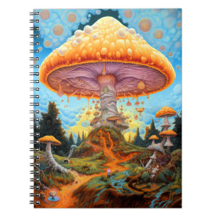 Mushroom Landscape Surreal Fantasy Art Notebook