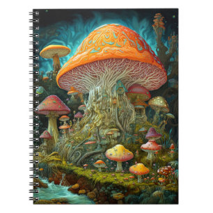 Mushroom Landscape Surreal Fantasy Art Notebook