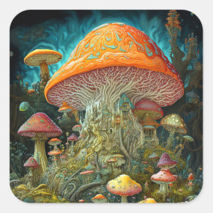 Magic Mushrooms Forest Psychedelic Fungi Sticker - Psychonautica