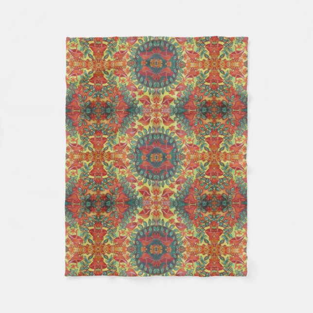mushroom leaves pattern fleece blanket (Front)