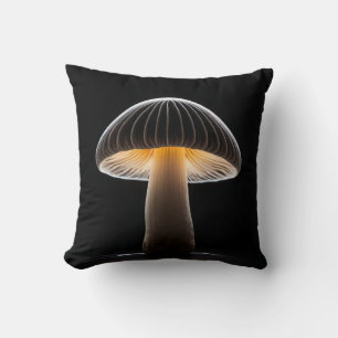 Mushroom Light Painting: Minimalistic Black Throw Pillow