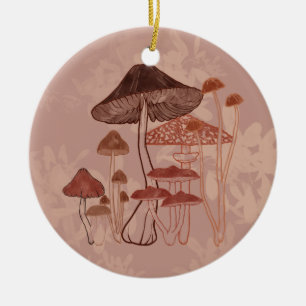 Mushroom Love Ceramic Ornament
