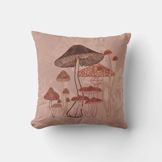 Mushroom Love Throw Pillow (Front)