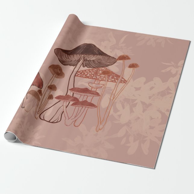 Mushroom Love Wrapping Paper (Unrolled)