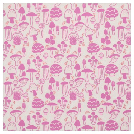Mushroom Magenta Pink Fabric