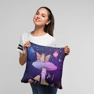 Mushroom Magic Fairy Enchanted Cute Decor Throw Pillow