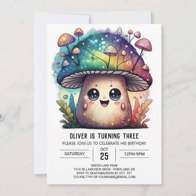 Mushroom Magic Kids Birthday Invitation (Front)