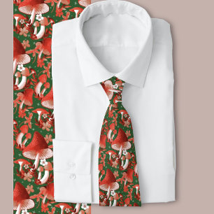 Mushroom Magic red and green Neck Tie