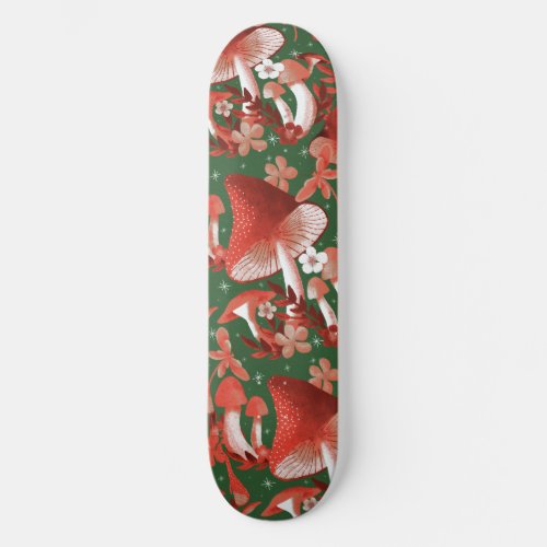 Mushroom Magic Red and Green  Skateboard