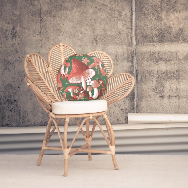 Mushroom Magic Round Pillow (Creator Uploaded)