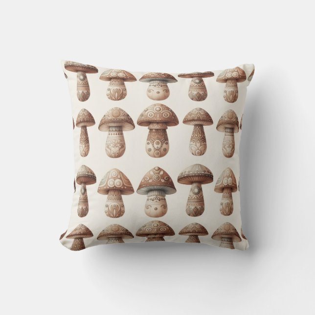 Mushroom Maker Throw Pillow (Front)