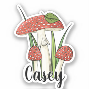 Mushroom Monogram Name Sticker