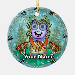 Mushroom Monster Ceramic Ornament