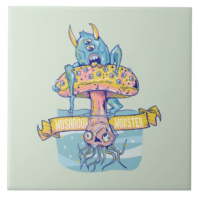 MUSHROOM MONSTER CERAMIC TILE (Front)