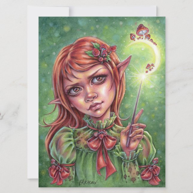 Mushroom Mood Art Card Elf Girl Magic Fantasy (Front)