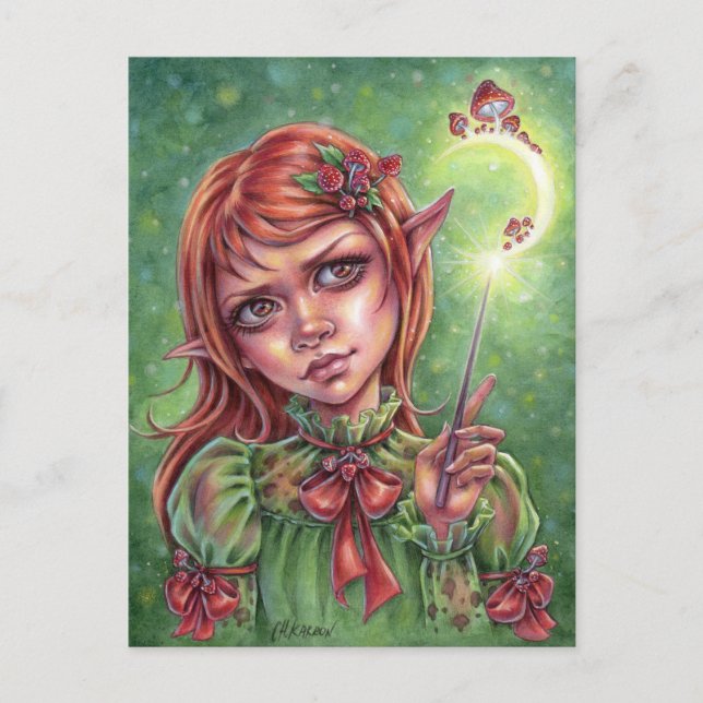 Mushroom Mood Postcard Elf Girl Fantasy (Front)