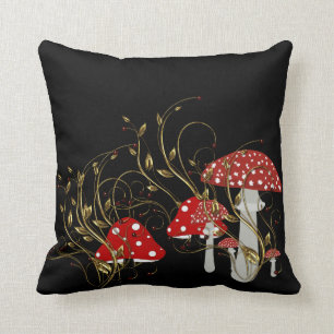 Mushroom Moon Light Throw Pillow