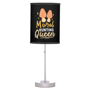 Mushroom Morel Hunting Queen Table Lamp