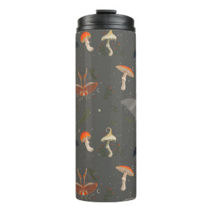 Mushroom Moth Butterfly Pattern Thermal Tumbler