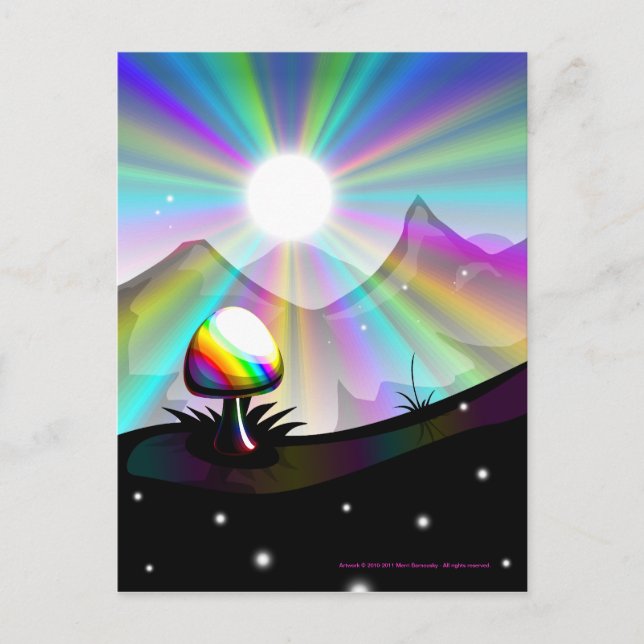 Mushroom mountain fantasy postcard (Front)