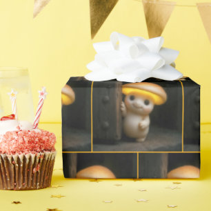 Mushroom Munchkin Peeking Around a Door Wrapping Paper