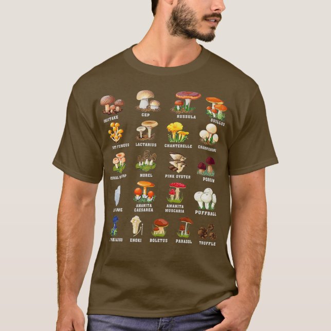 Mushroom Mycology Heart Fungi Foraging Nature T-Shirt (Front)
