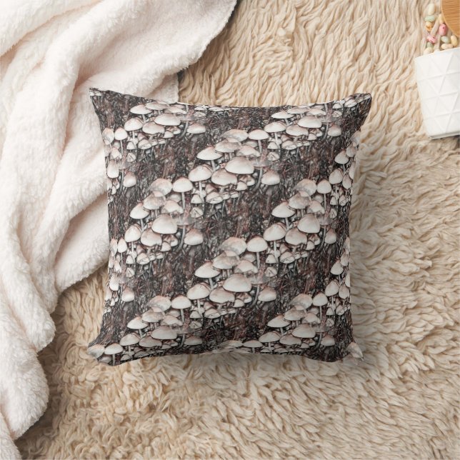 Mushroom Nature Art Throw Pillow (Blanket)