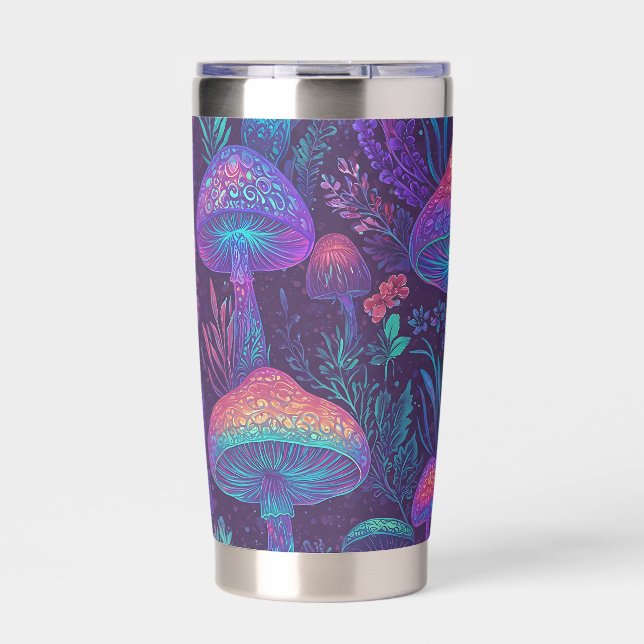 Mushroom Neon Forest Dreamscape Insulated Tumbler (Front)