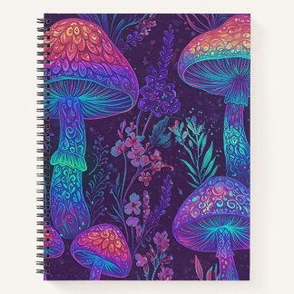 Mushroom Neon Forest Dreamscape Notebook