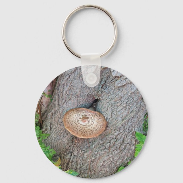 Mushroom On a Tree Fungus Keychain (Front)