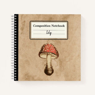 Mushroom on an Old Paper Personalized Composition Notebook