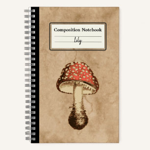Mushroom on an Old Paper Personalized Composition Notebook