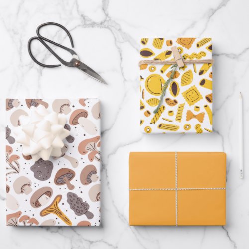 Mushroom Pasta Groceries Wrapping Paper Sheets