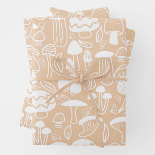 Mushroom Pastel Brown Wrapping Paper Sheets