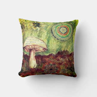 Mushroom Patchwork Artwork Throw Pillow