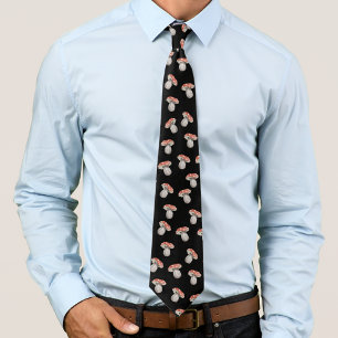 Mushroom Pattern Amanita Muscaria Fungi Watercolor Neck Tie