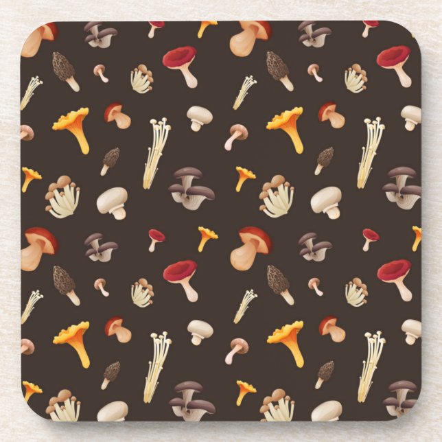 Mushroom pattern beverage coaster (Front)
