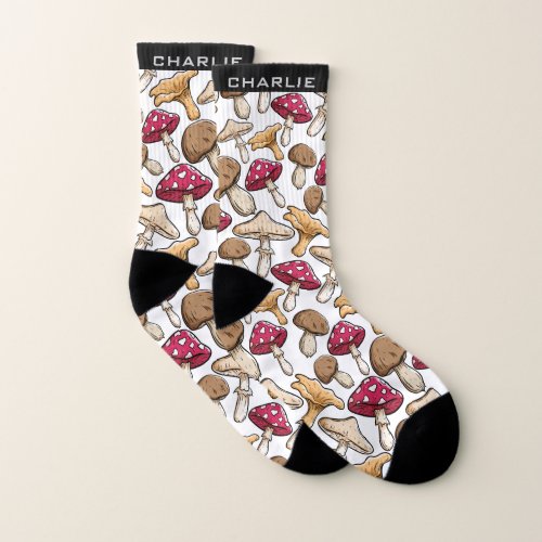 Mushroom Pattern custom name socks