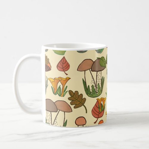 Mushroom Pattern Nature Inspired Coffee Mug