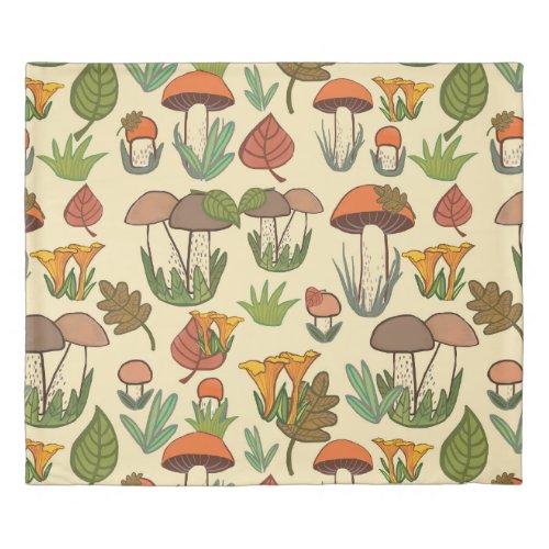 Mushroom Pattern Nature Inspired Duvet Cover