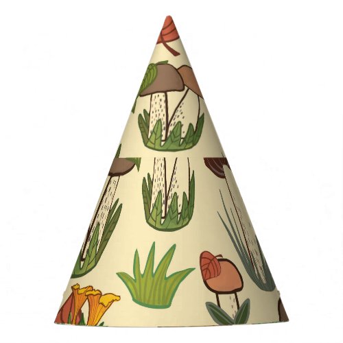 Mushroom Pattern Nature Inspired Party Hat
