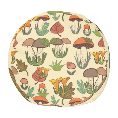 Mushroom Pattern Nature Inspired Pouf