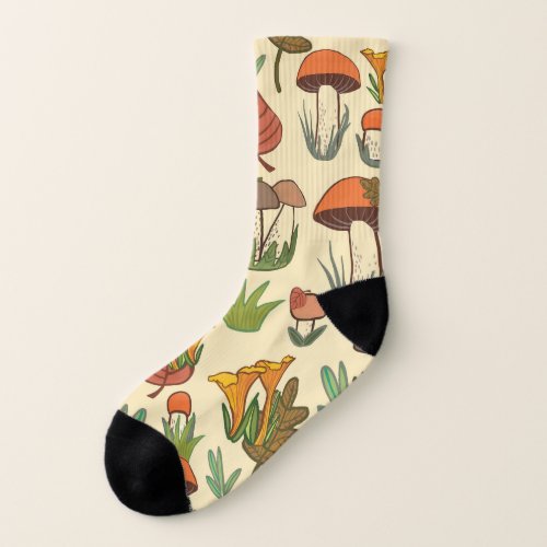 Mushroom Pattern Nature Inspired Socks