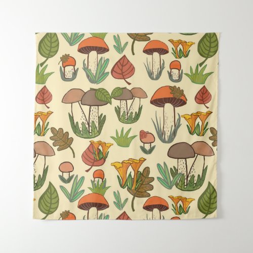 Mushroom Pattern Nature Inspired Tapestry