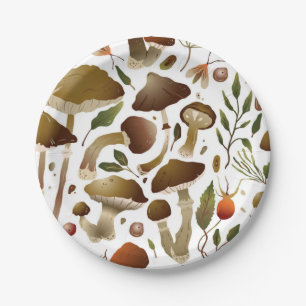 Mushroom pattern paper plates