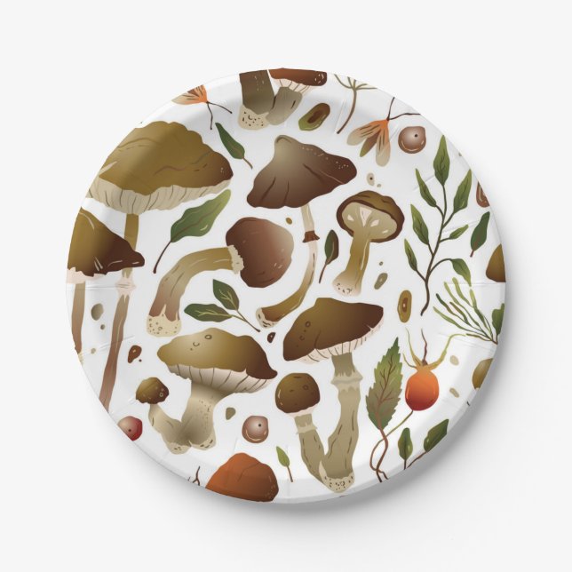 Mushroom pattern paper plates (Front)