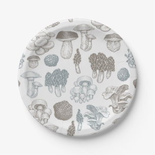 Mushroom pattern paper plates