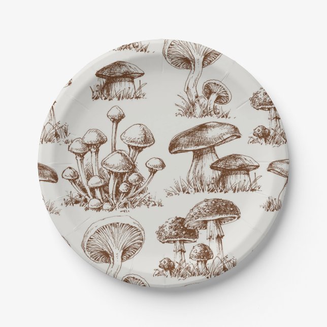 Mushroom pattern paper plates (Front)